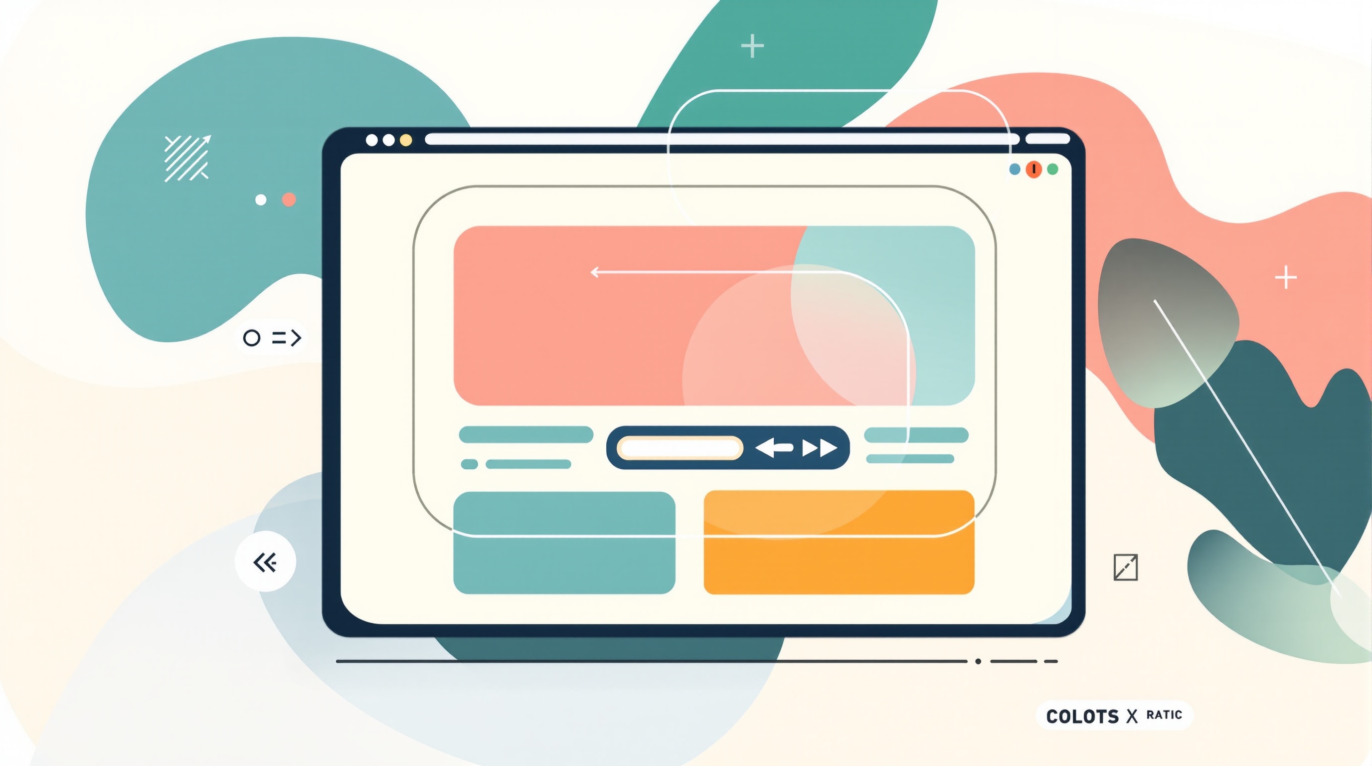 Abstract illustration of accessible design: high contrast, a clear focus outline, and keyboard navigation