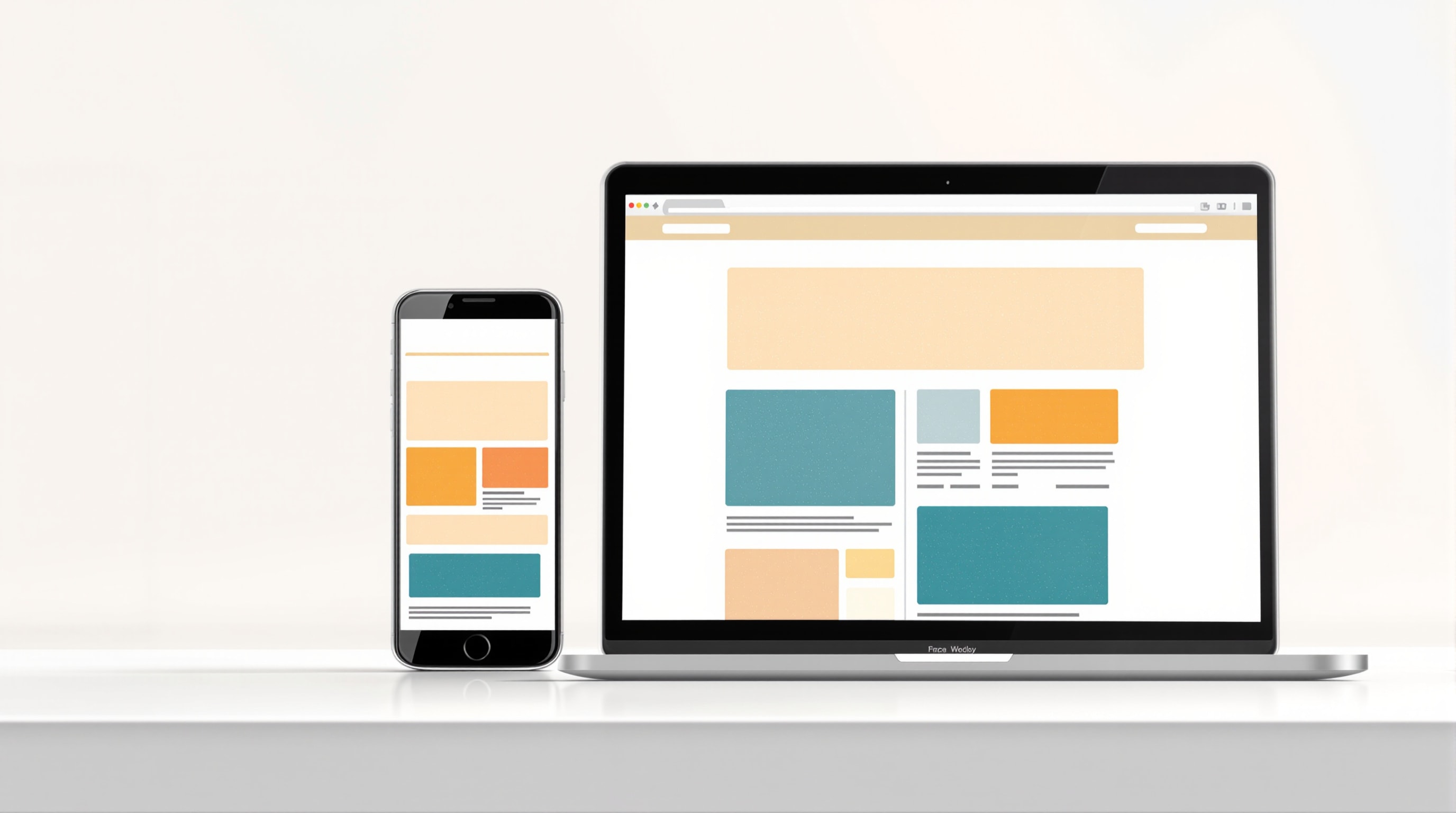 The same website layout adapting across a phone, tablet, and laptop